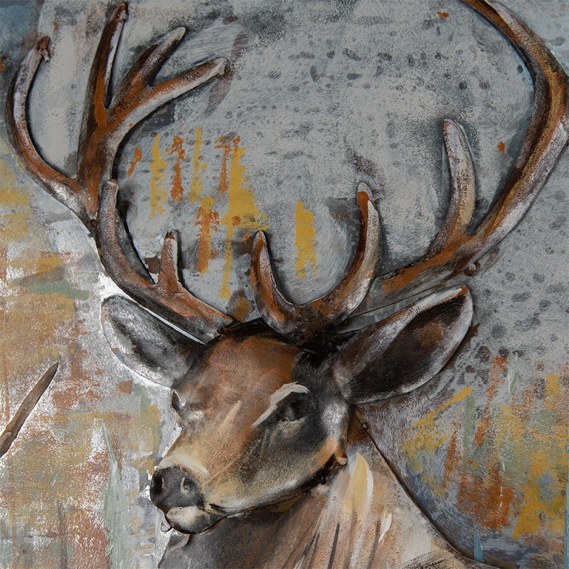 Clayre & Eef 3D Metal Paintings 80x120 cm Brown Iron Deer