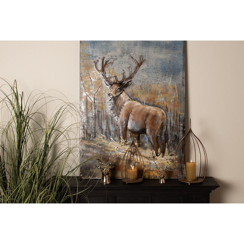 Clayre & Eef 3D Metal Paintings 80x120 cm Brown Iron Deer
