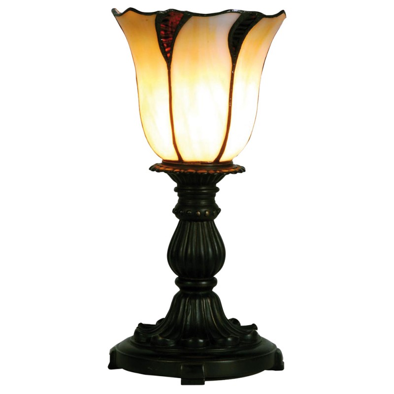 LumiLamp Lampe de table Tiffany Ø 16x32 cm  Beige Marron Verre