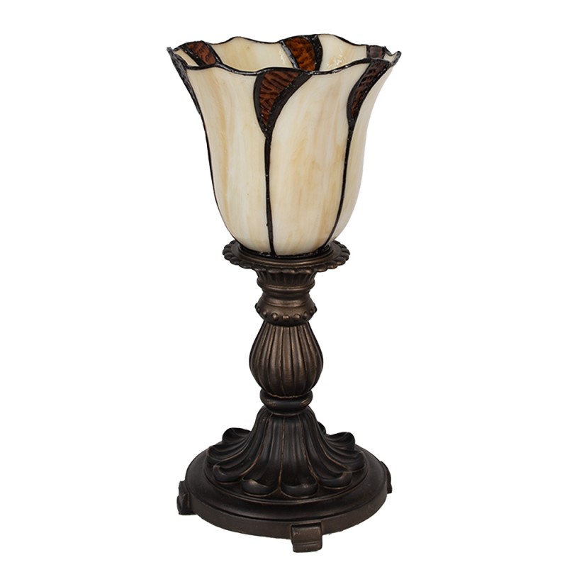 LumiLamp Lampada da tavolo Tiffany Ø 16x32 cm  Beige Marrone  Vetro