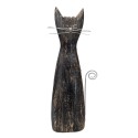 Clayre & Eef Dekorationsfigur Katze 31 cm Schwarz Holz