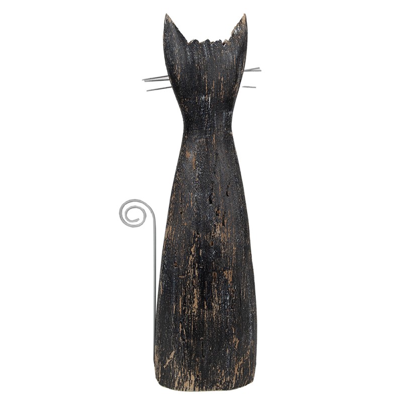 Clayre & Eef Dekorationsfigur Katze 31 cm Schwarz Holz