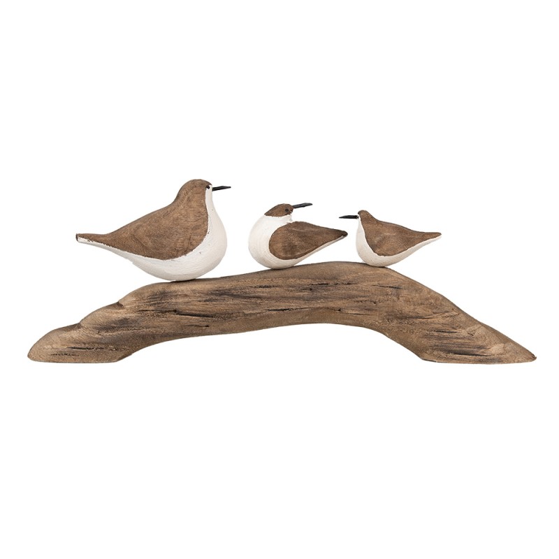 Clayre & Eef Dekorationsfigur Vögel 35x5x12 cm Braun Weiß Holz