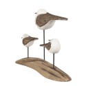 Clayre & Eef Decorative Figurine Birds 17x5x14 cm Brown White Wood
