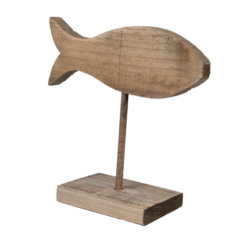 Clayre & Eef Figurine Fish 20 cm Brown Wood