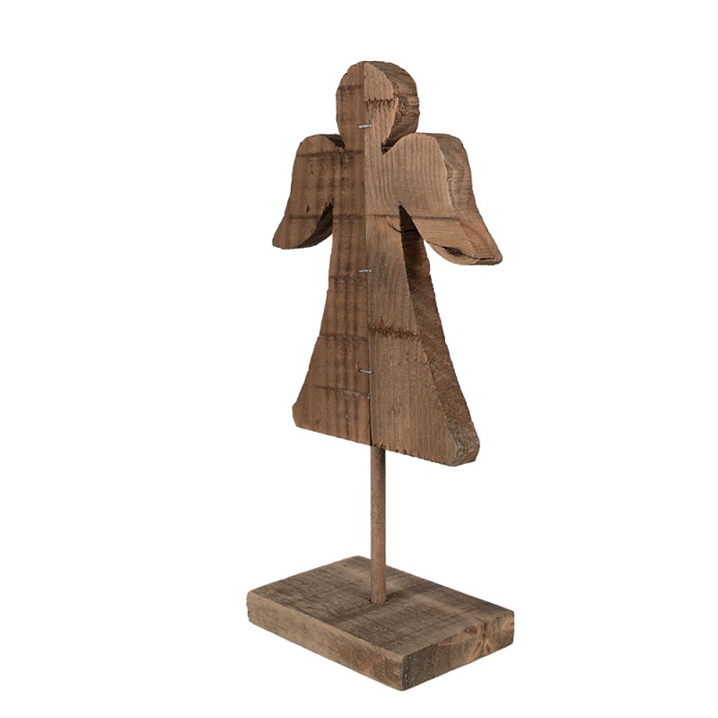 Clayre & Eef Dekorationsfigur Engel 18x8x30 cm Braun Holz