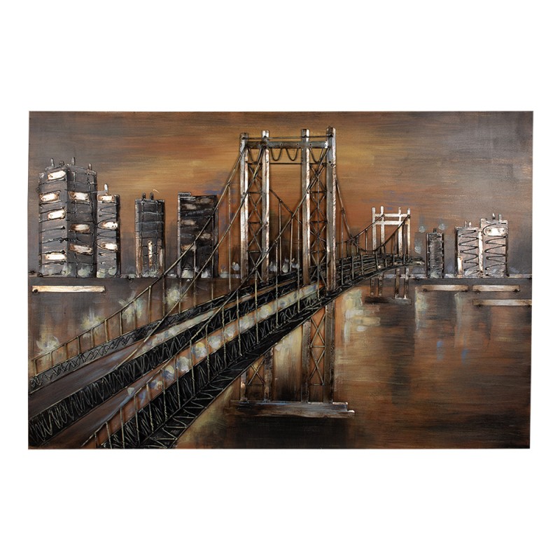 Clayre & Eef 3D Metal Paintings 120x80 cm Gold colored Brown Iron City