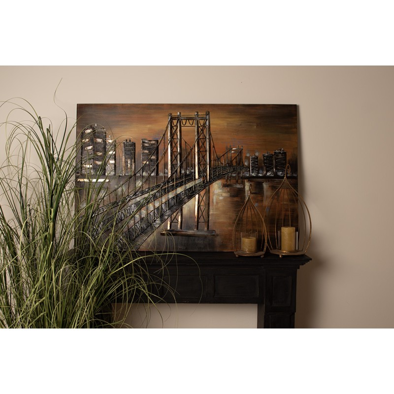 Clayre & Eef 3D Metal Paintings 120x80 cm Gold colored Brown Iron City