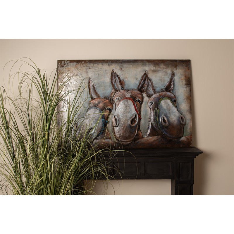 Clayre & Eef 3D Metal Paintings 120x80 cm Brown Iron Donkey