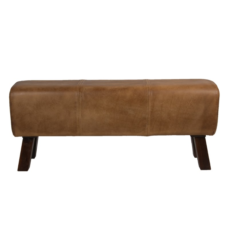 Clayre & Eef Ottoman 119x30x53 cm Brown Leather Rectangle