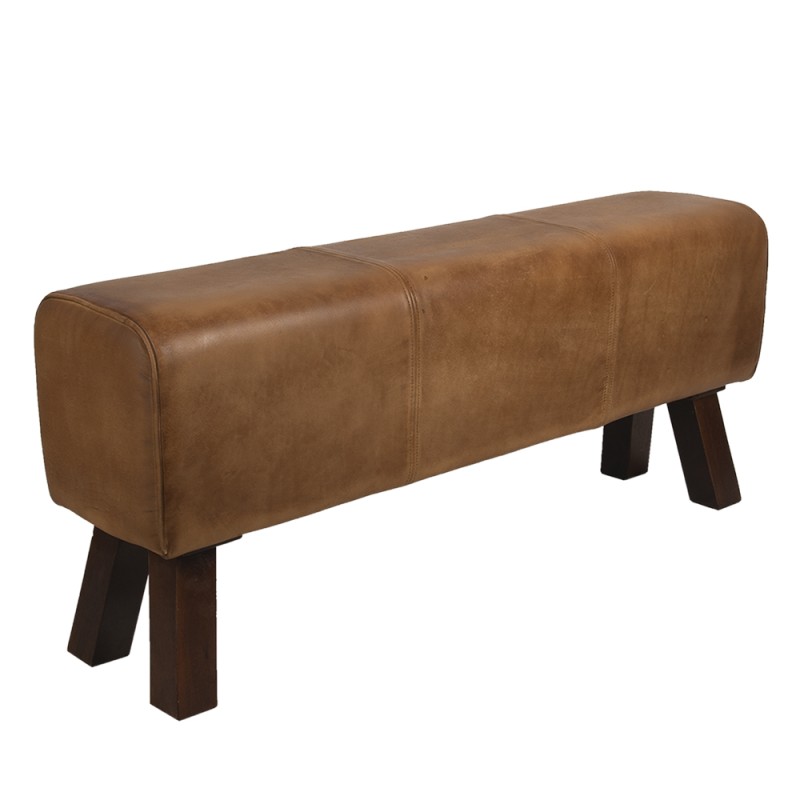 Clayre & Eef Ottoman 119x30x53 cm Brown Leather Rectangle