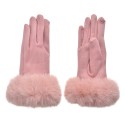 Clayre & Eef Handschuhe mit Kunstpelz 9x24 cm Rosa Polyester