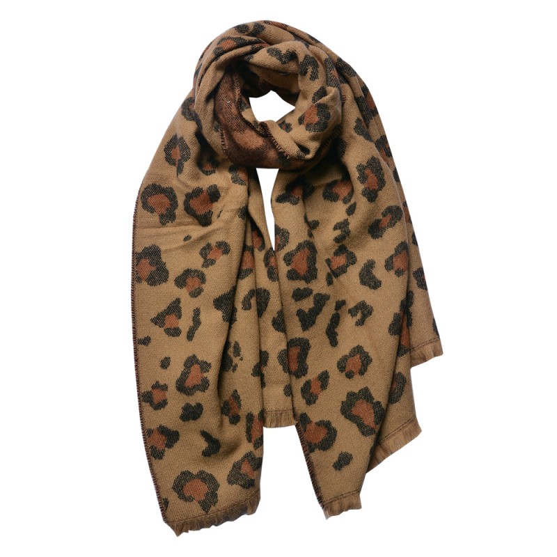 Juleeze Winter Scarf Women 65x185 cm Beige Brown Panther