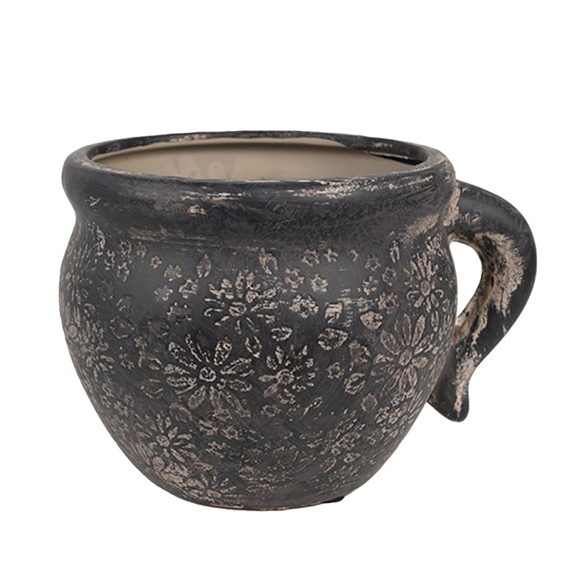 Clayre & Eef Pot de fleurs d'intérieur 17x14x12 cm Noir Marron Céramique