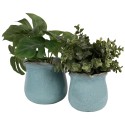 Clayre & Eef Pot de fleurs d'intérieur Ø 12x12 cm Bleu Céramique