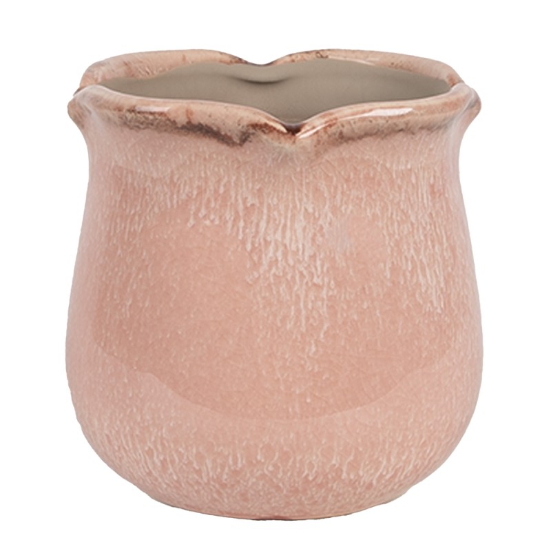 Clayre & Eef Pot de fleurs d'intérieur Ø 12x12 cm Rose Céramique