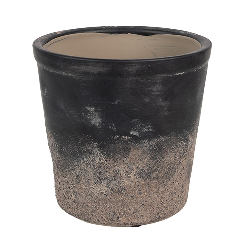 Clayre & Eef Pot de fleurs d'intérieur Ø 17x16 cm Noir Marron Céramique
