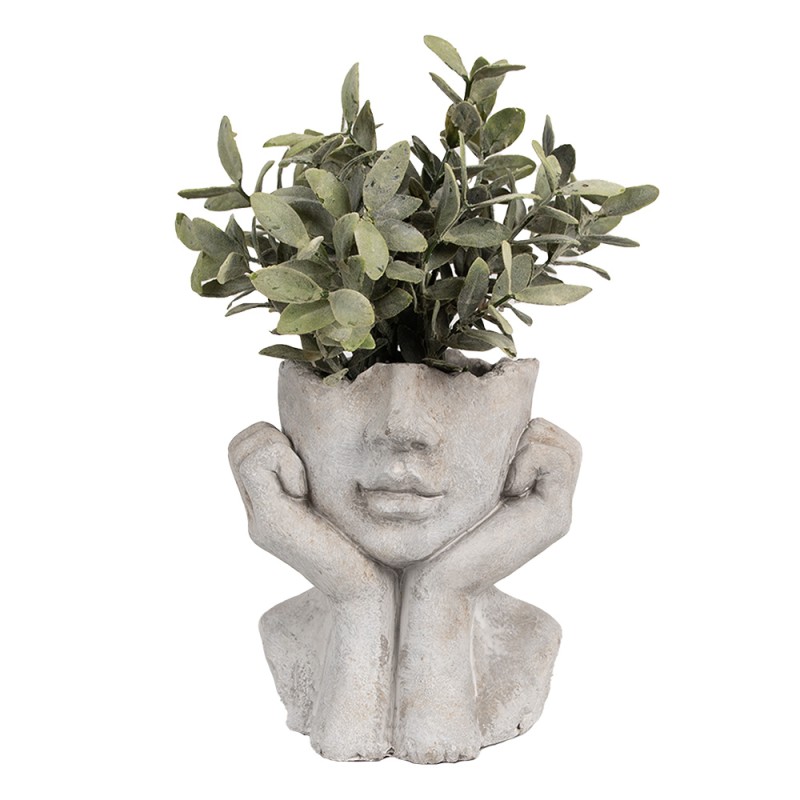 Clayre & Eef Pot de fleurs d'intérieur Femme 17x14x18 cm Gris Pierre