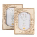 Clayre & Eef Photo Frame 10x15 cm Beige Gold colored Plastic Glass Rectangle