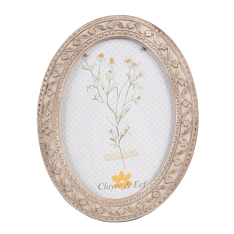 Clayre & Eef Photo Frame 13x18 cm Beige Brown Plastic Glass Oval