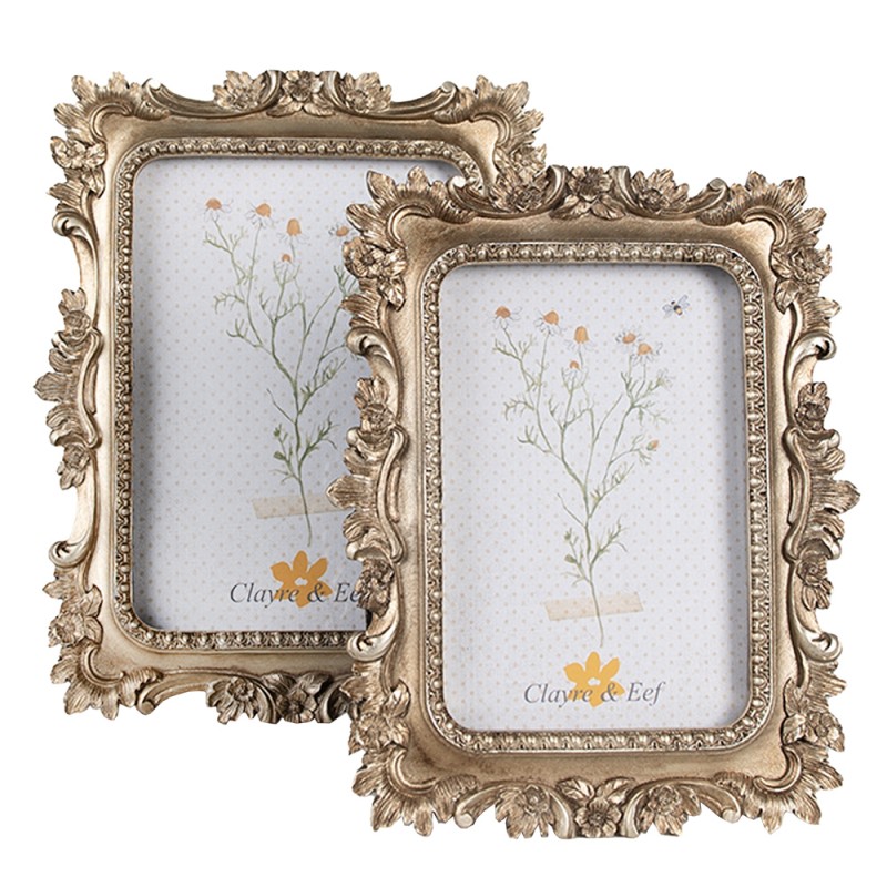 Clayre & Eef Photo Frame 13x18 cm Gold colored Plastic Glass Rectangle