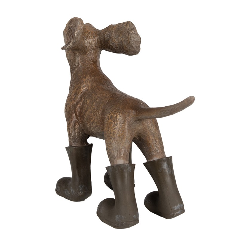 Clayre & Eef Decoratie Beeld Hond 29x10x23 cm Bruin Groen Polyresin