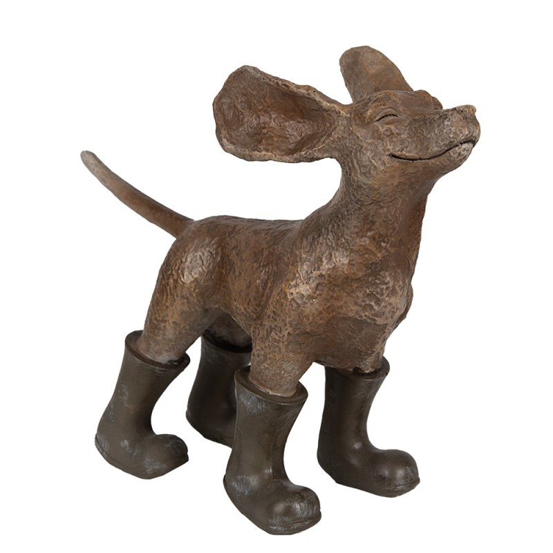 Clayre & Eef Dekorationsfigur Hund 29x10x23 cm Braun Grün Polyresin