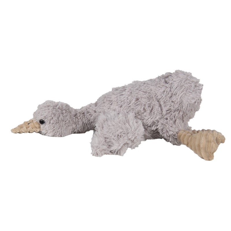 Clayre & Eef Knuffel Eend 39x15x10 cm Grijs Pluche