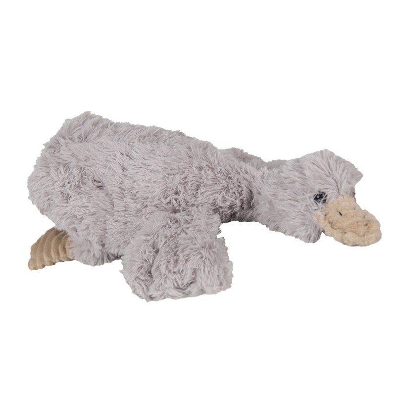 Clayre & Eef Knuffel Eend 39x15x10 cm Grijs Pluche