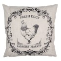 Clayre & Eef Cushion Cover 45x45 cm Beige Black Polyester Rooster Farmers Market