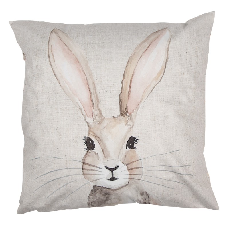 Clayre & Eef Cushion Cover 45x45 cm Beige Polyester Rabbit