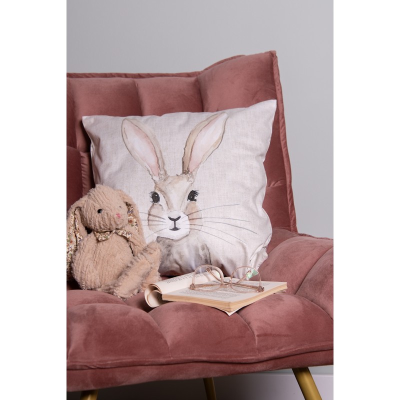 Clayre & Eef Housse de coussin 45x45 cm Beige Polyester Lapin