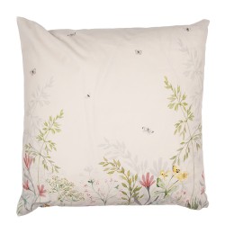 Clayre & Eef Kissenbezug 45x45 cm Beige Grün Polyester Blumen