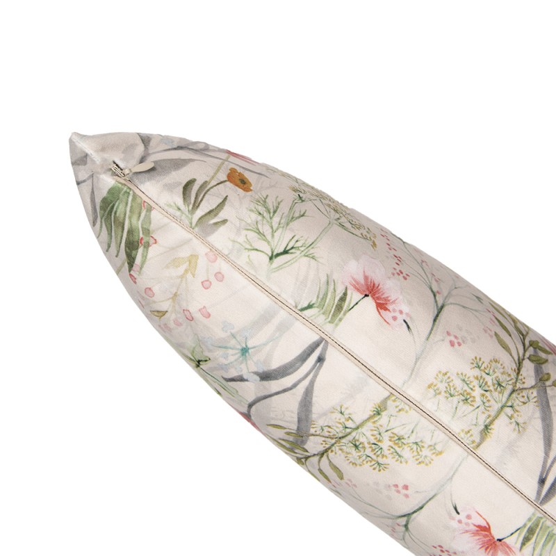 Clayre & Eef Kussenhoes  45x45 cm Beige Groen Polyester Bloemen