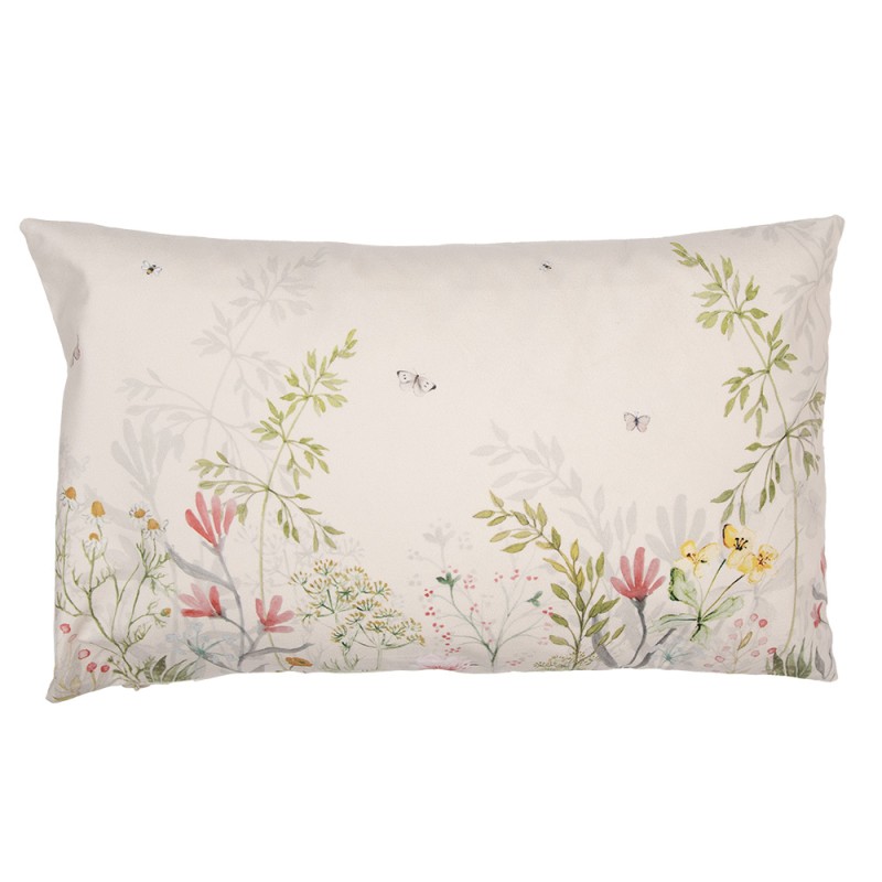 Clayre & Eef Kissenbezug 30x50 cm Beige Grün Polyester Blumen