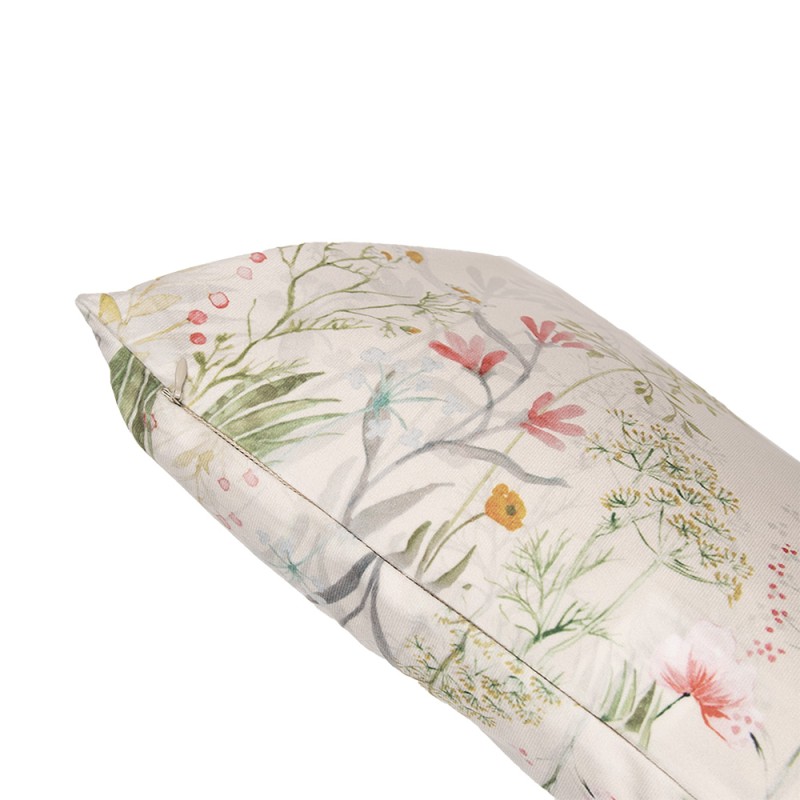 Clayre & Eef Cushion Cover 30x50 cm Beige Green Polyester Flowers