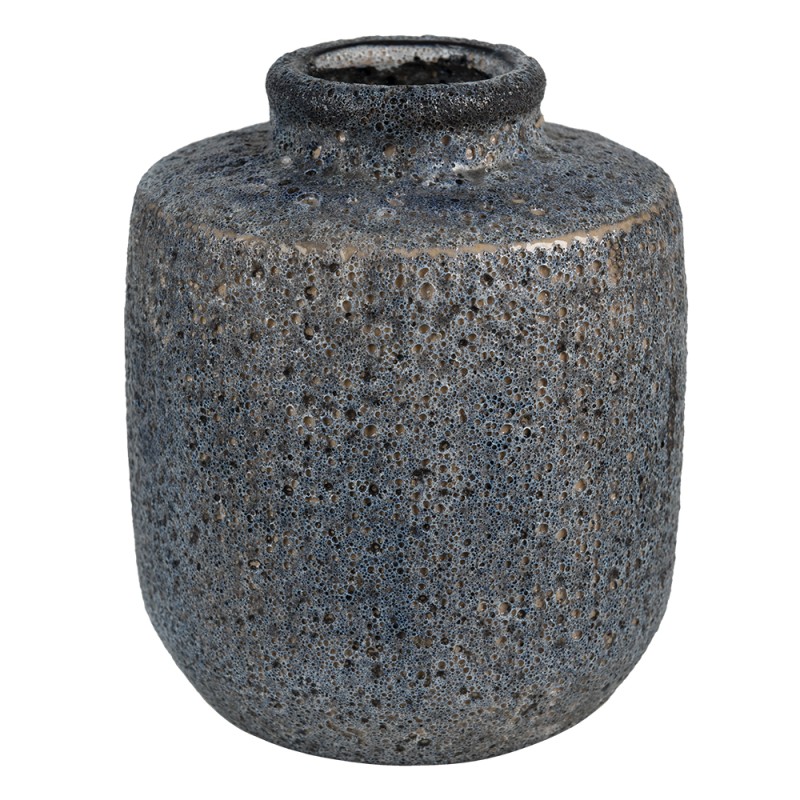 Clayre & Eef Vase Ø 16x18 cm Grau Blau Keramik