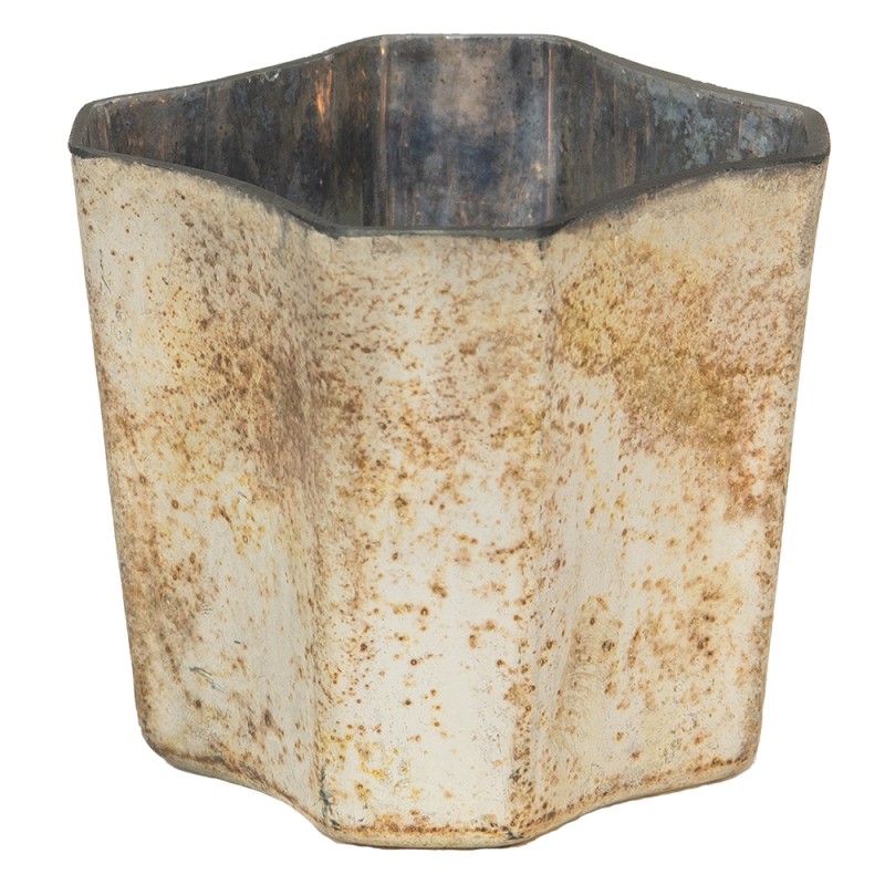 Clayre & Eef Tealight Holder 9x8x8 cm Gold colored Glass