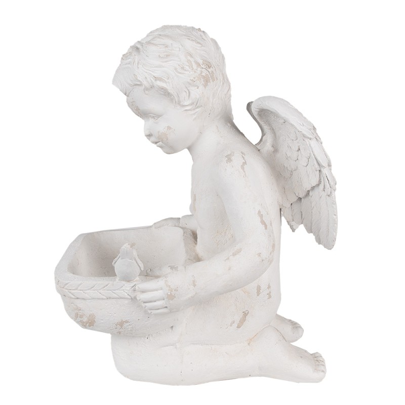 Clayre & Eef Statuetta decorativa Angelo 36x39x51 cm Bianco Materiale ceramico