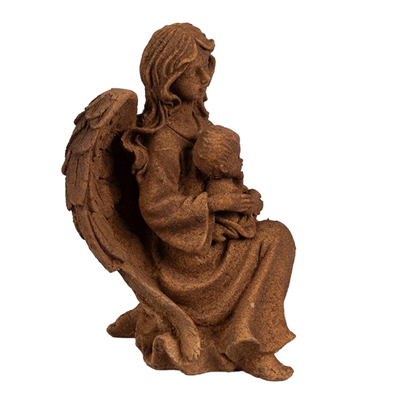 Clayre & Eef Decorative Figurine Angel 18 cm Brown Polyresin