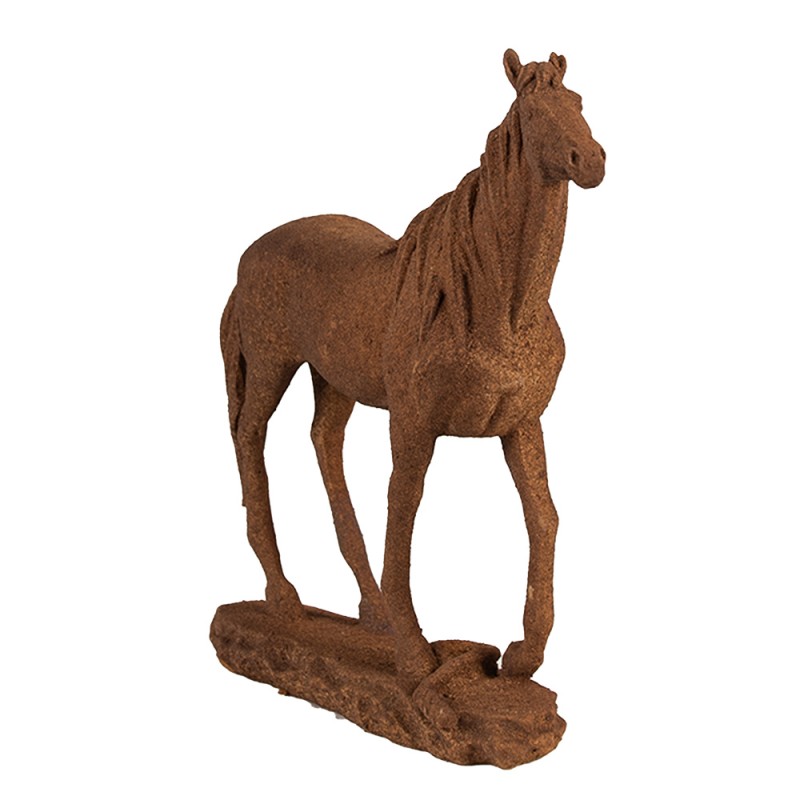 Clayre & Eef Decoratie Beeld Paard 21x7x21 cm Bruin Polyresin