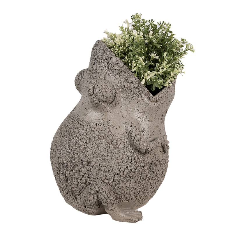 Clayre & Eef Pot de fleurs Grenouille 26x25x32 cm Gris Polyrésine