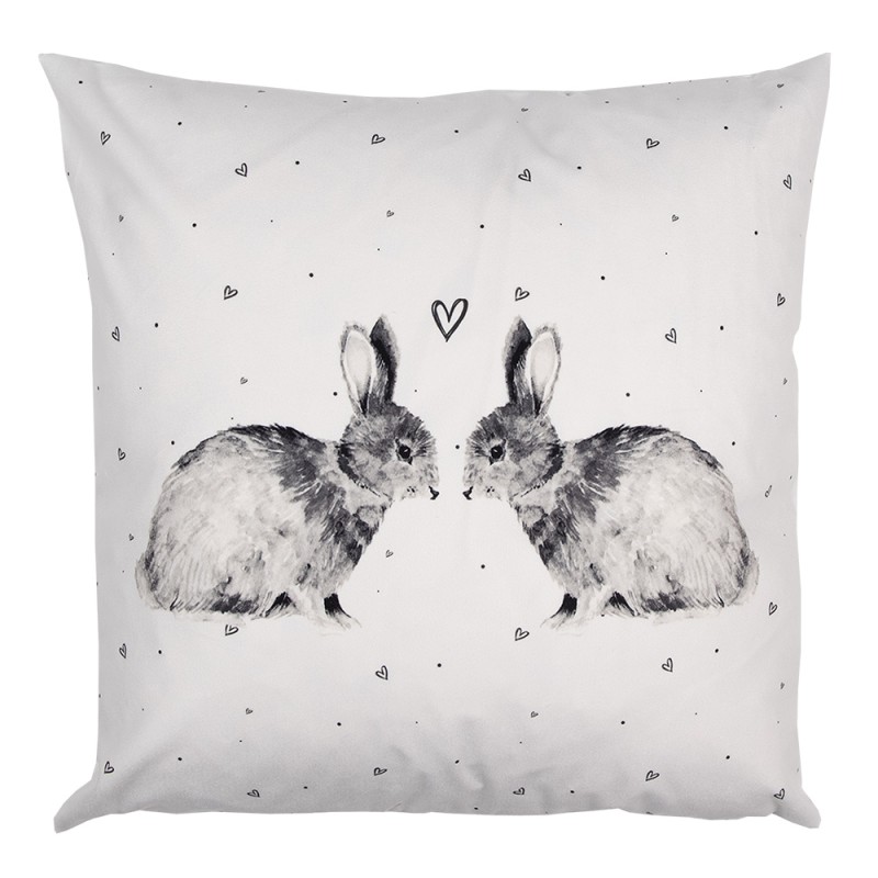 Clayre & Eef Housse de coussin 45x45 cm Blanc Polyester Lapin