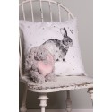 Clayre & Eef Housse de coussin 45x45 cm Blanc Polyester Lapin