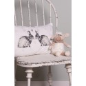 Clayre & Eef Housse de coussin 30x50 cm Blanc Polyester Lapins