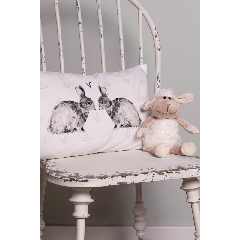 Clayre & Eef Cushion Cover 30x50 cm White Polyester Rabbits