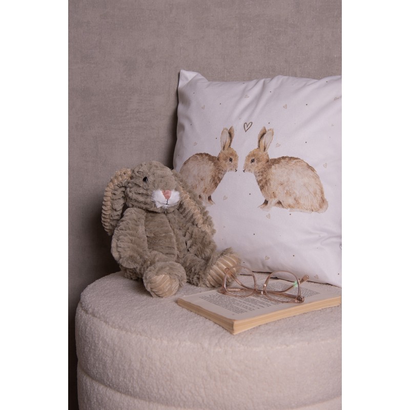 Clayre & Eef Kissenbezug 45x45 cm Weiß Polyester Kaninchen