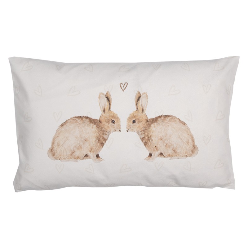 Clayre & Eef Housse de coussin 30x50 cm Blanc Polyester Lapins