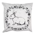 Clayre & Eef Cushion Cover 45x45 cm White Black Polyester Rabbit
