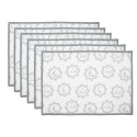 Clayre & Eef Sets de table set de 6 48x33 cm Blanc Gris Coton Chat